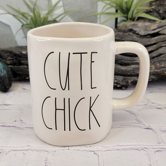 Rae Dunn CUTE CHICK White/Yellow Double-Sided Ceramic Mug - Picture 2 of 7